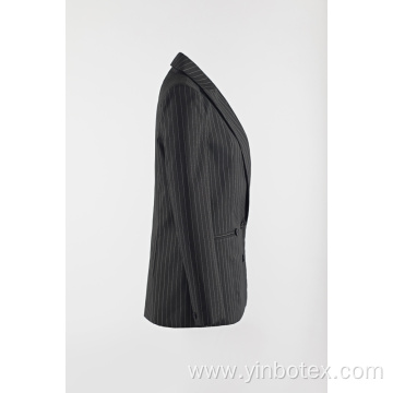 Black-white vertical stripe woven suit